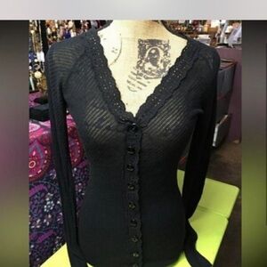 Vintage Y2K Betsey Johnson Black Lace Cardigan L